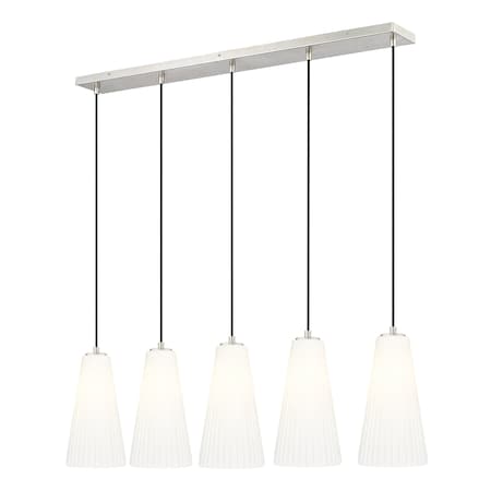 Z-Lite Farrell 5 Light Linear Chandelier, 7.25in. W x 13.75in. H, Brushed Nickel 3043P7-5L-BN